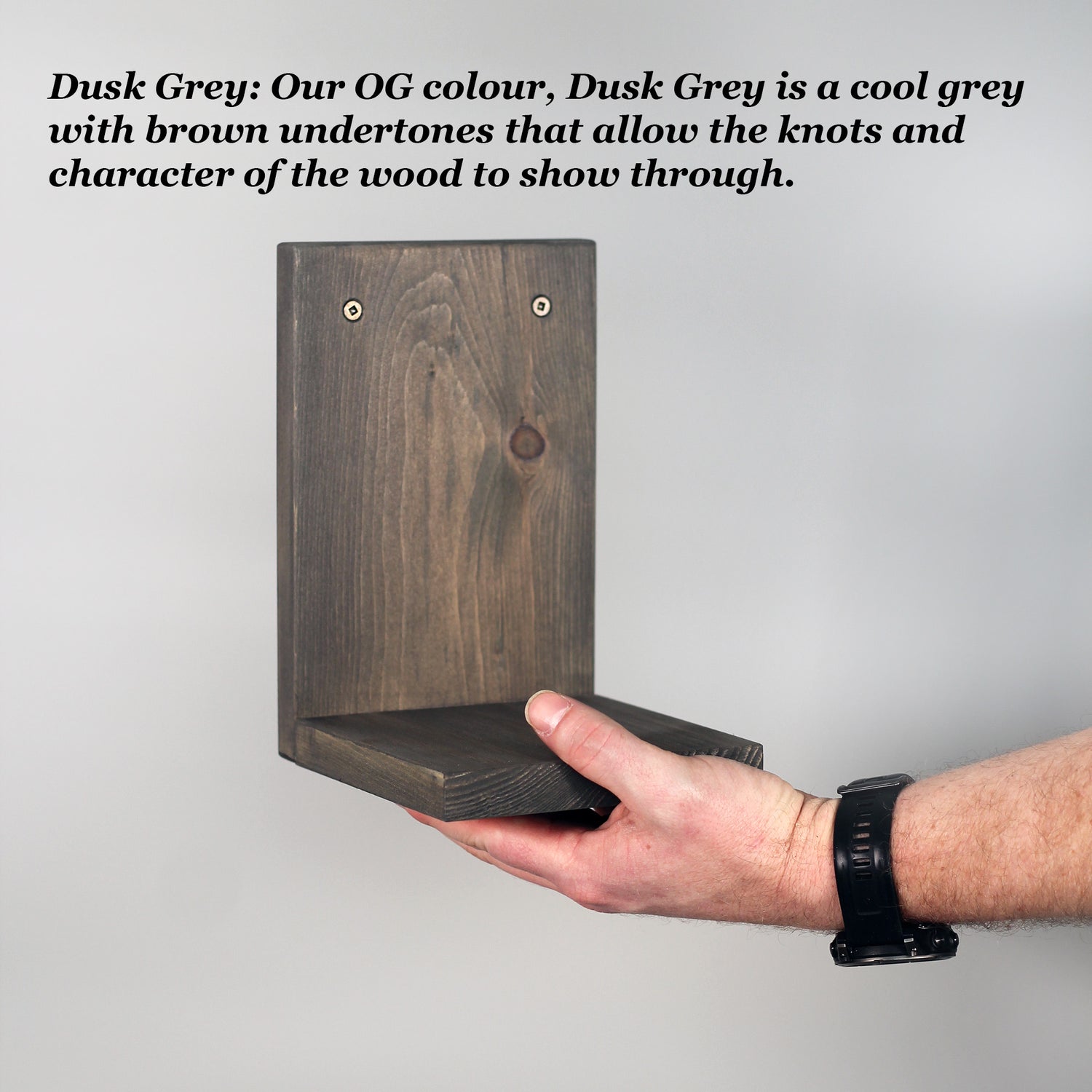 Wall Mounted Solid Wood Gallery Wall Plant Shelf — Dusk Grey (3 pack)