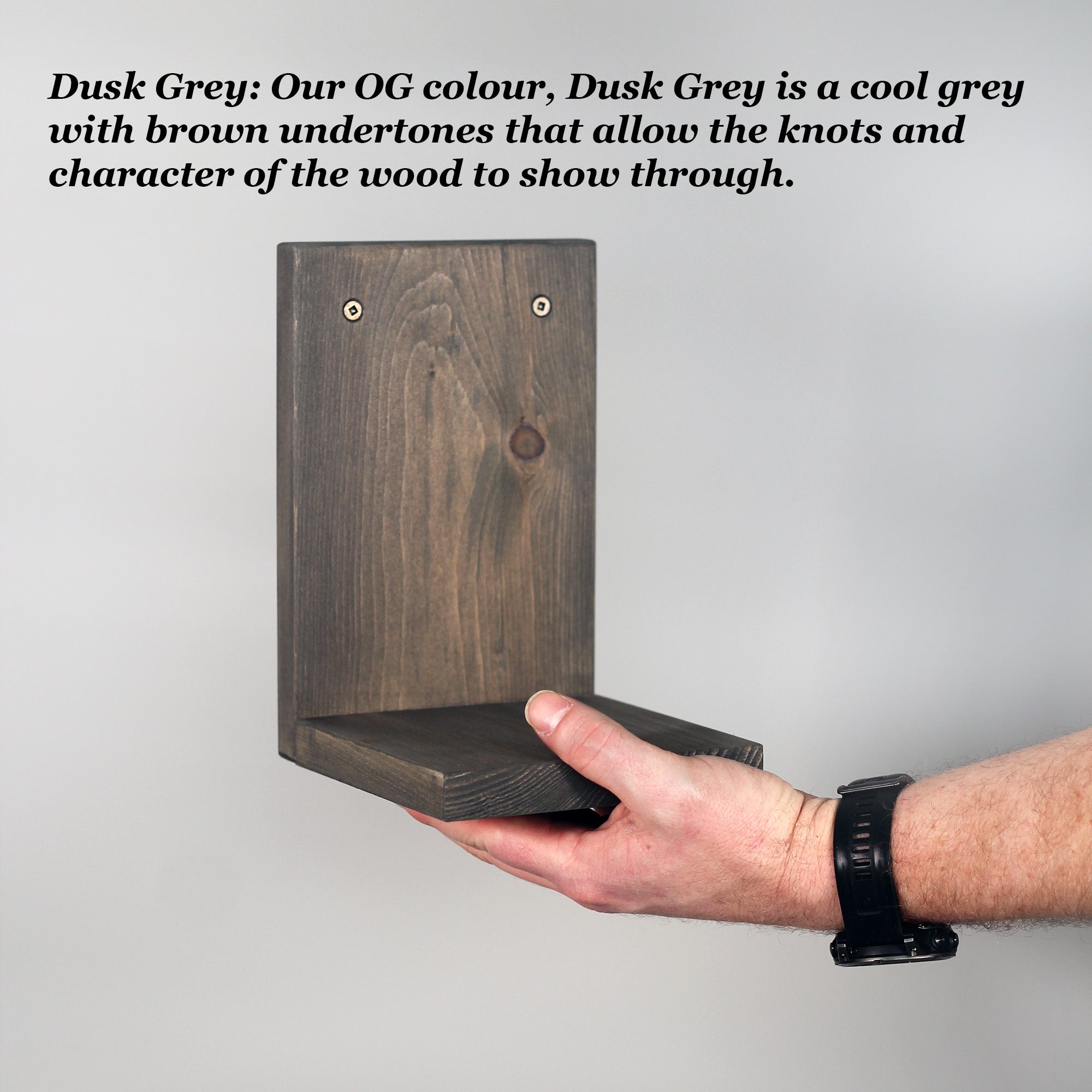 Wall Mounted Solid Wood Gallery Wall Plant Shelf — Dusk Grey (3 pack)