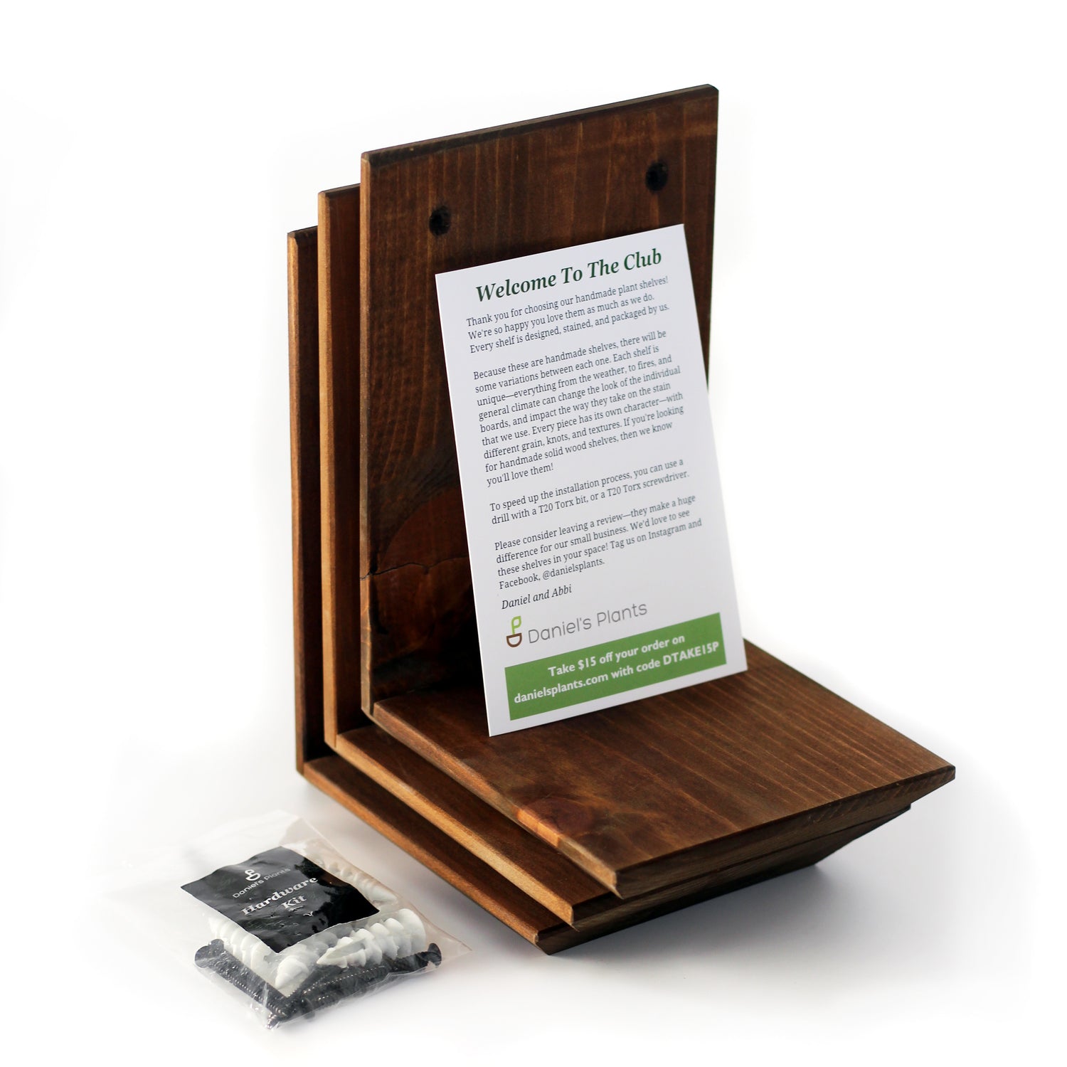 Wall Mounted Solid Wood Gallery Wall Plant Shelf — Woodland Brown (3 pack)
