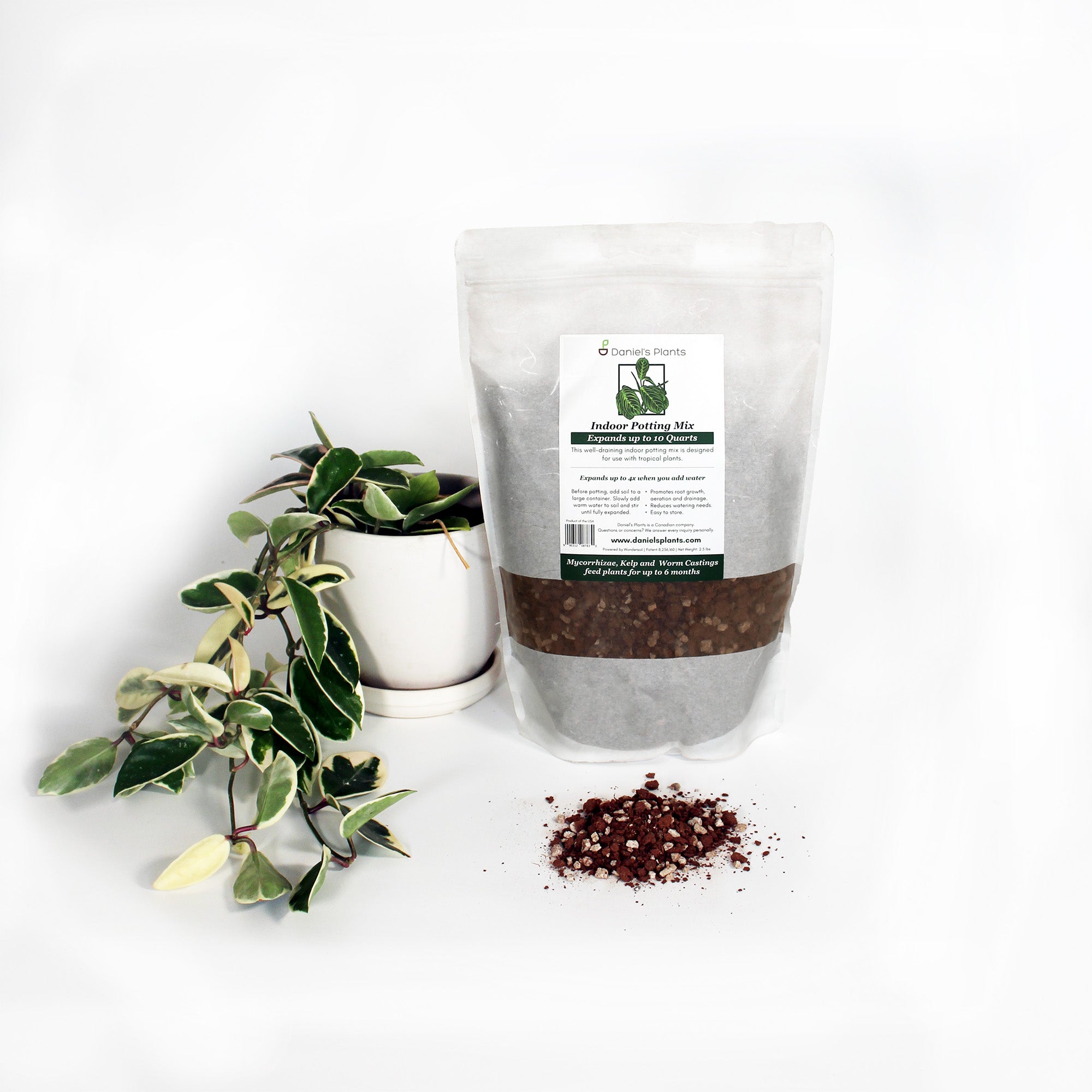 Indoor Potting Mix – Expands up to 10 Quarts, Enriched with Kelp, Worm Castings & Microorganisms for Healthy Growth, Aeration & Moisture Control