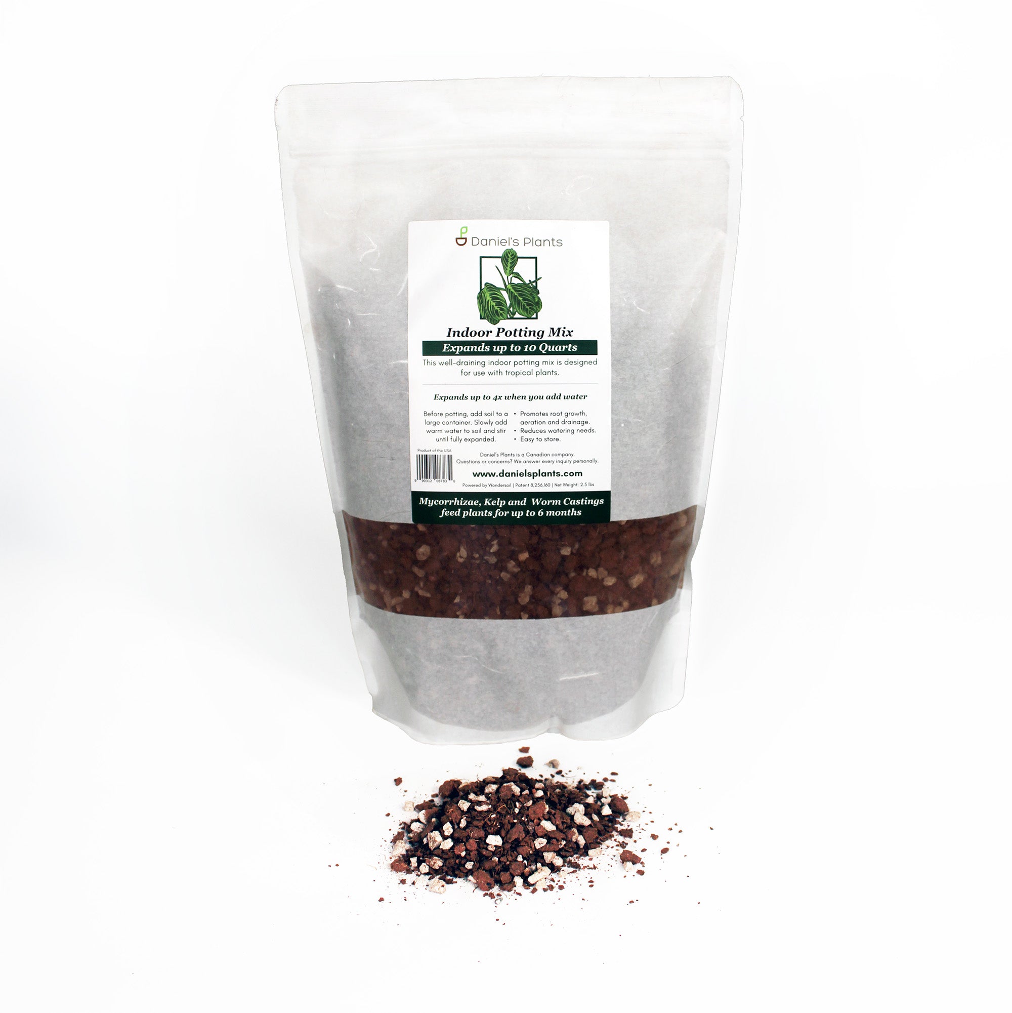 Indoor Potting Mix – Expands up to 10 Quarts, Enriched with Kelp, Worm Castings & Microorganisms for Healthy Growth, Aeration & Moisture Control