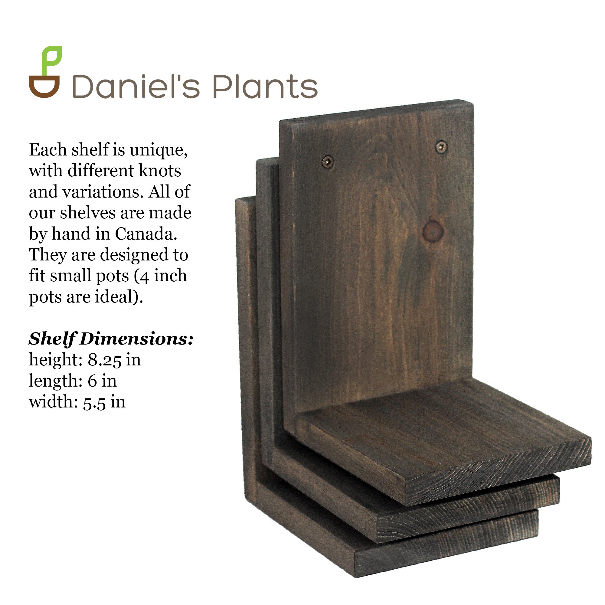 Wall Mounted Solid Wood Gallery Wall Plant Shelf — Dusk Grey (3 pack)