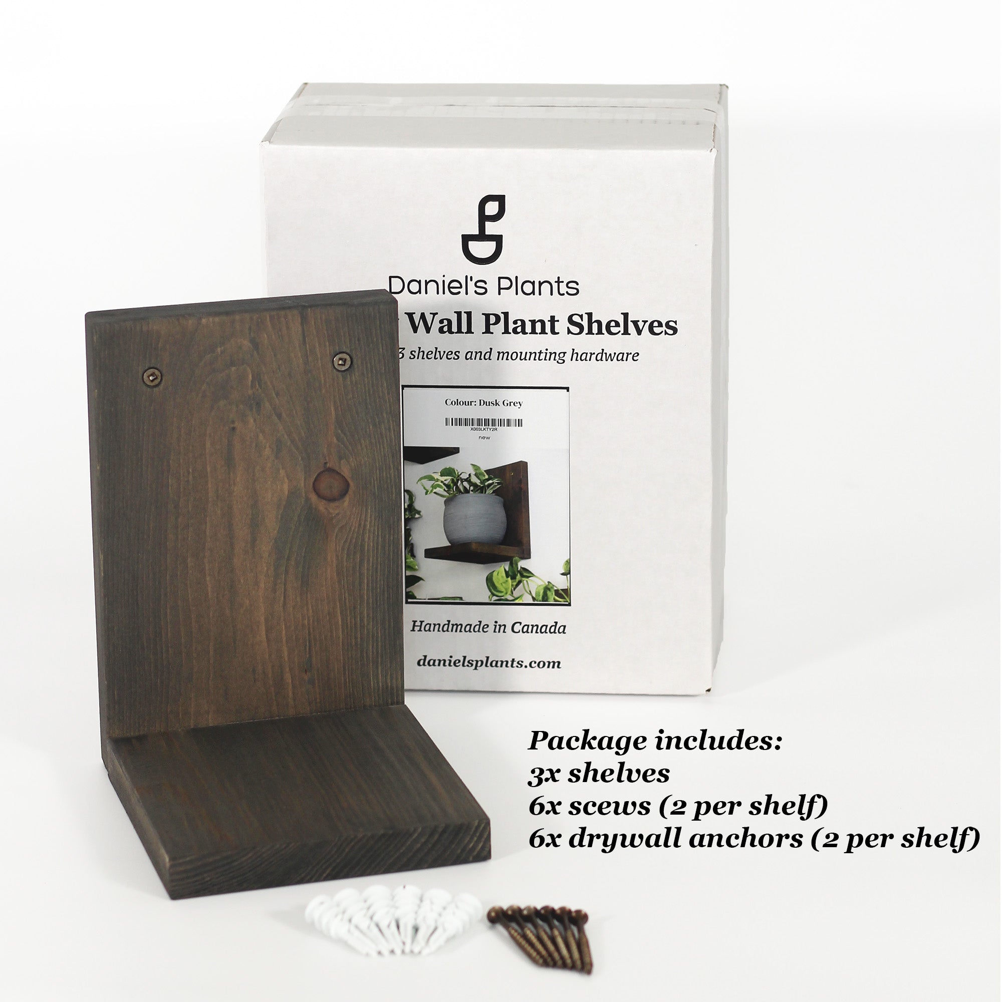 Wall Mounted Solid Wood Gallery Wall Plant Shelf — Woodland Brown (3 pack)