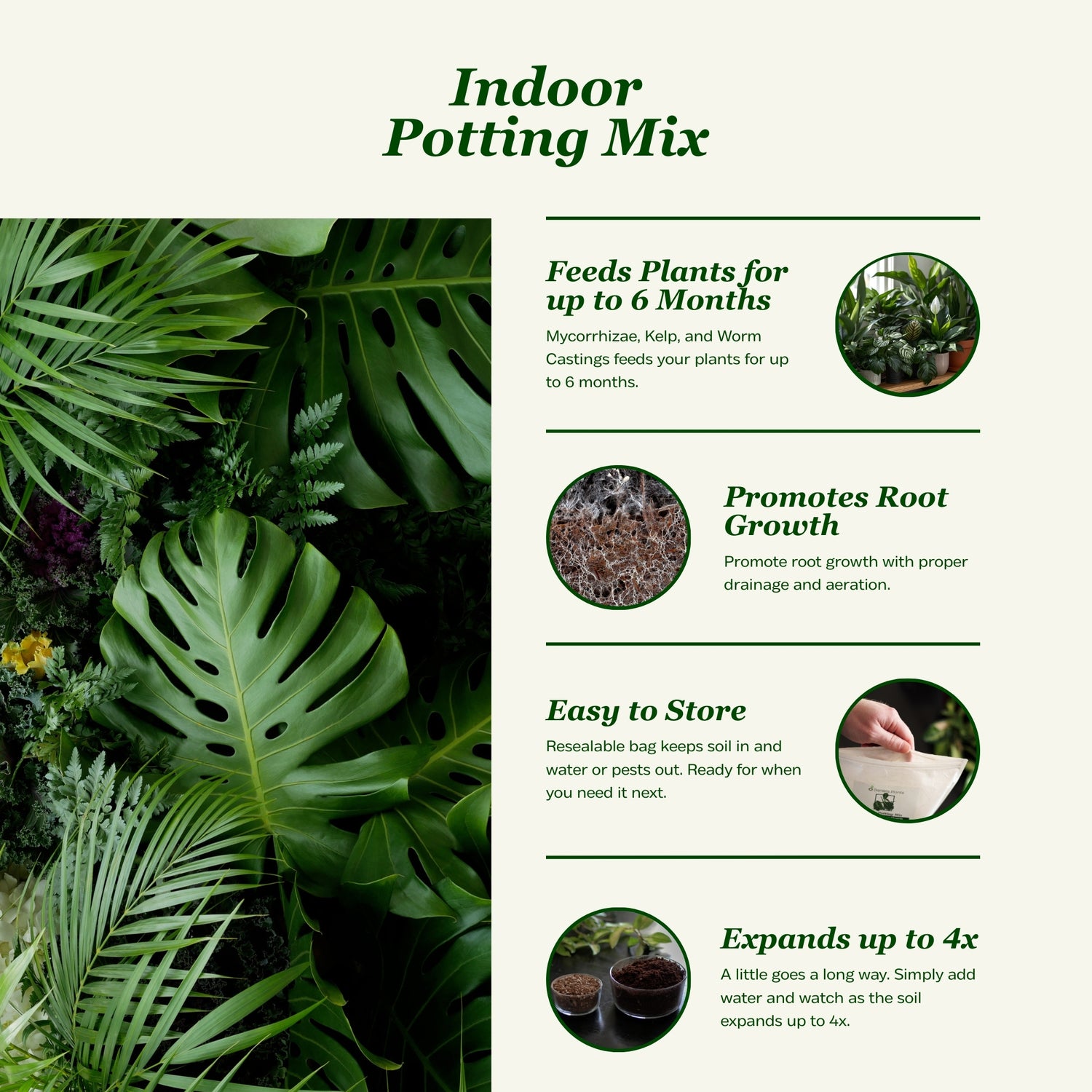 Indoor Potting Mix – Expands up to 10 Quarts, Enriched with Kelp, Worm Castings &amp; Microorganisms for Healthy Growth, Aeration &amp; Moisture Control