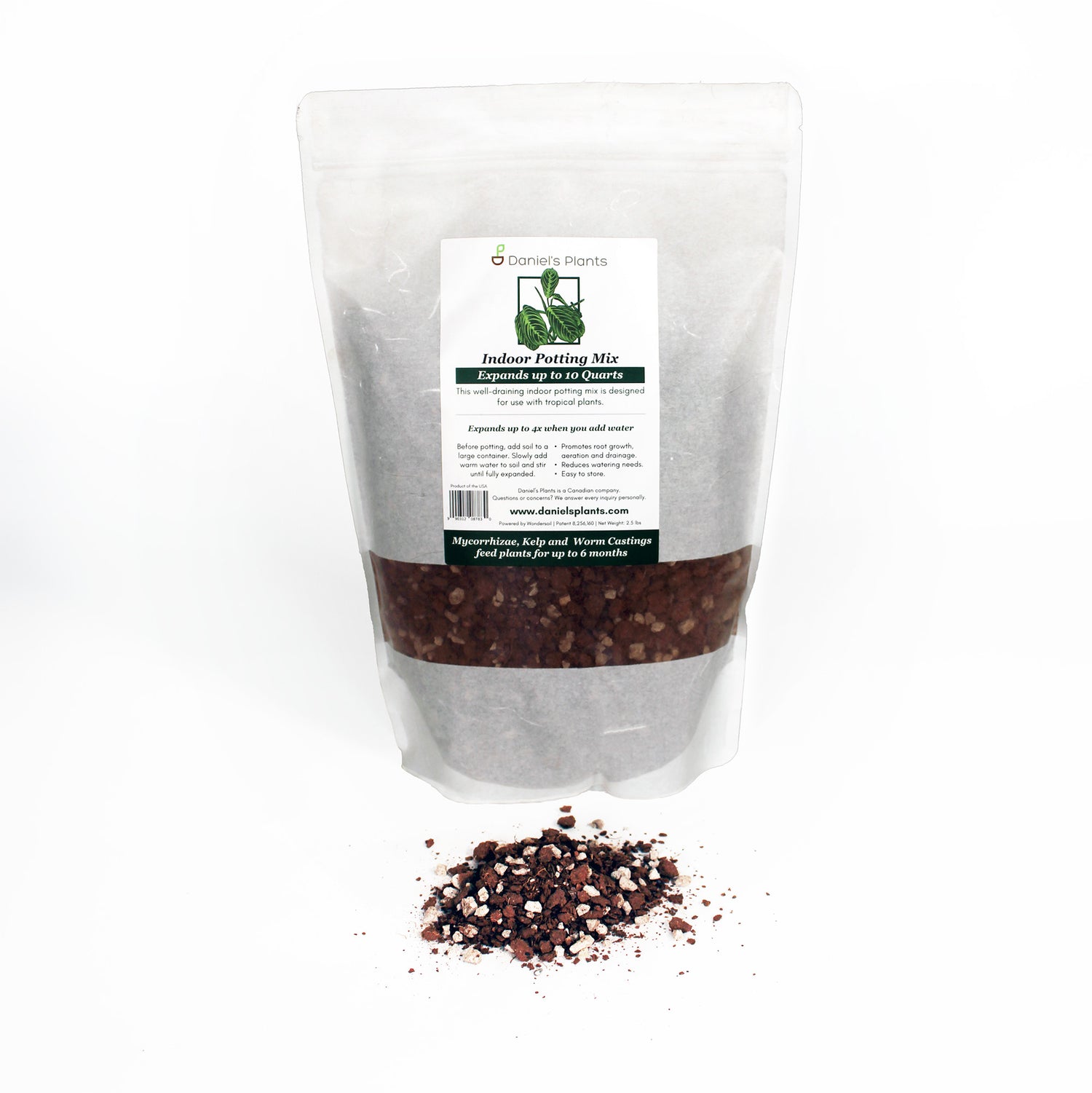 Indoor Potting Mix – Expands up to 10 Quarts, Enriched with Kelp, Worm Castings &amp; Microorganisms for Healthy Growth, Aeration &amp; Moisture Control