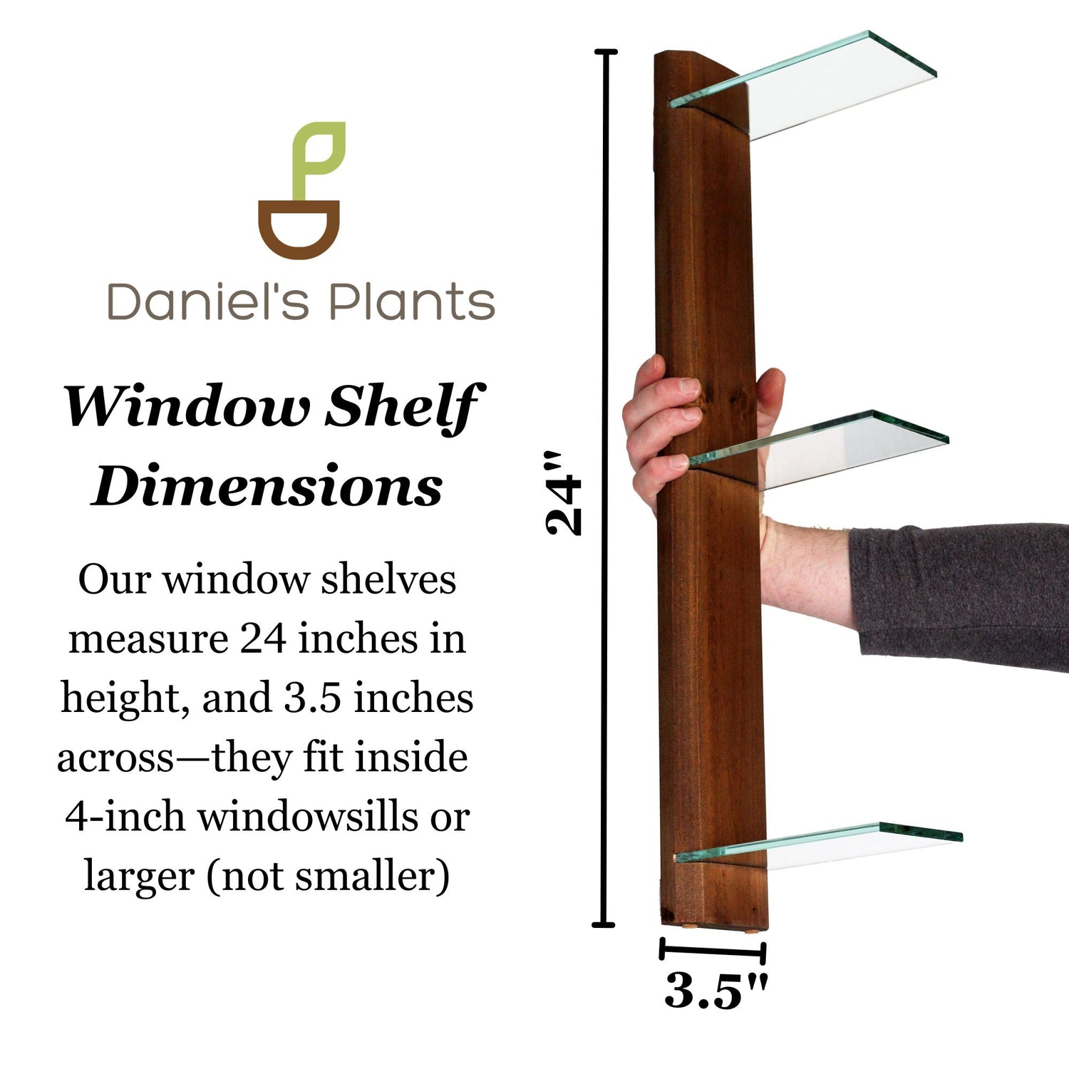 Renter-Friendly Window Shelf | Woodland Brown with Tempered Glass